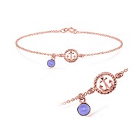 Round Anchor with Purple Semi-Precious Anklet ANK-198-RO-GP